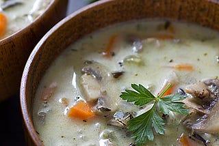Creamy Wild Rice Shroom-Kale Soup