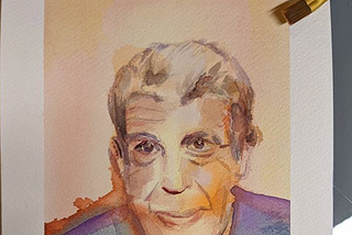 water color sketch of Anthony Bourdain by Harry Gold