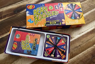 Photo of Bean Boozled Jelly beans and game. Photo by Wendy Snyder.