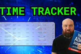 Time Tracker cover showing digital clock along with Accessibility Tracker issue view and Kris Rivenburgh holding The ADA Book