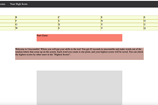 JavaScript Unscramble Project