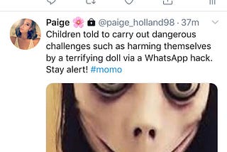 Tweets Momo Challenge