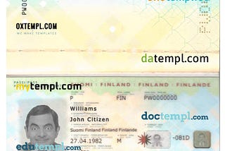 Finland passport PSD download template, 2012–2017