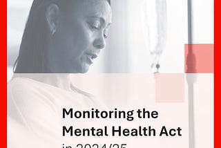 Cover image for the ‘Monitoring the Mental Health Act in 2024/25’ report, showing the report title with a photograph of a person above it