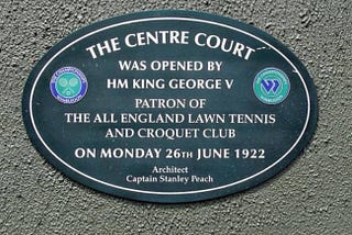 Wimbledon Centre Court plaque [Photo: Maggie Jones — Wikimedia Commons]