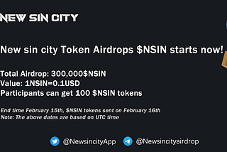 New sin city Token Airdrops $NSIN starts now