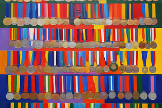 AI genrated image (with Stable Diffusion) | Prompt by author: “A fauvist painting of many olympic medals”