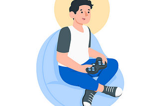 Boy playing games using a controller.