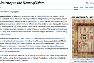 The Journey to the Heart of Islam article on English Wikipedia