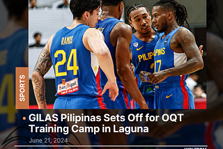 GILAS Pilipinas Sets Off for OQT Training Camp in Laguna