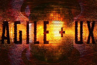 An image of a nuclear reactor with the overlaid text &quot;AGILE UX.” There are yellow and red sparks of energy flying out of the reactor.