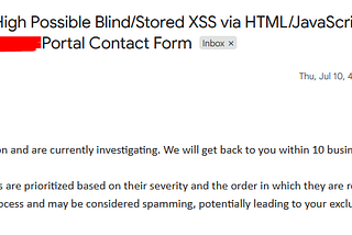 Blind/Stored XSS via Referer Header Injection in Company Portal Contact Form