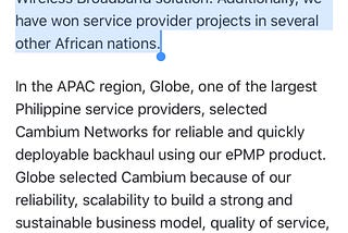 Kendall Ananyi on Tizeti inclusion in Cambium Networks Earnings Call