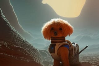 A cute alien dog-cyborg on Mars