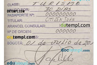 Bolivia visa stamp PSD template, stamp version