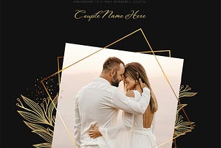 Printable wedding anniversary photo frame template with name