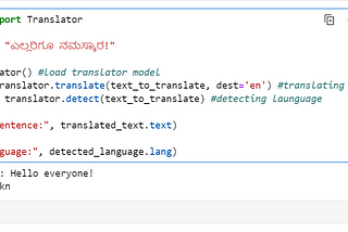 Translating Text to English using googletrans Python Library.