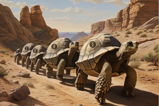 TORTOISES CROSSING THE DESERT