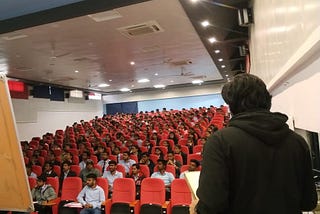Ashish Karhade giving talk on Machine Learning in Nashik