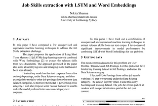 White paper — Job Skills extraction with LSTM and Word Embeddings