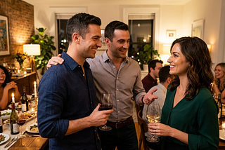 A man being introduced by his friend to a woman