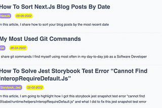 How to sort next.js blog posts by date