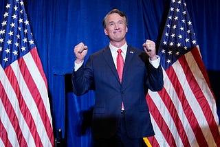 Virginia Gov.-elect Glenn Youngkin arrives to speak at an election night party in Chantilly, Virginia, Nov. 3, 2021, after he defeated Democrat Terry McAuliffe. (AP Photo/Andrew Harnik)