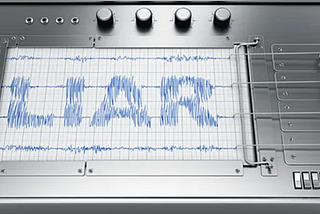 Lie detector machine that has the word liar scribbled on the paper that feeds from the machine when in use