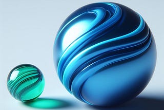 Two marbles in different size describing the imbalance between two parties.