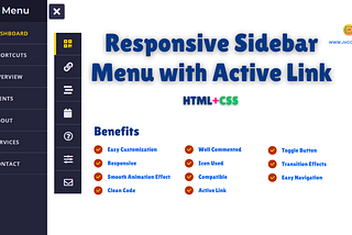 Responsive Sidebar Menu with Active Link Using HTML and CSS