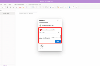 HTML and Hyperlink Injection via Share Option In Microsoft Onenote Application