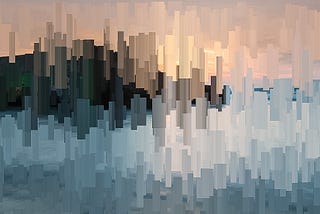 A digital image that has been algorithmically manipulated (not using AI) to give an abstract effect.