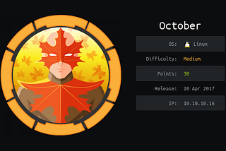 October | HackTheBox | Write-up
