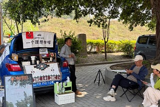 Recent China trip notes — a barista with a mobile coffee shop