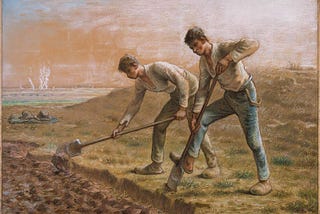 Two Men Turning over the Soil by Jean-François Millet (1866).