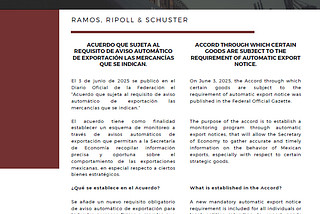 RRS Newsletter:Accord through which certain goods are subject to the requirement of automatic…