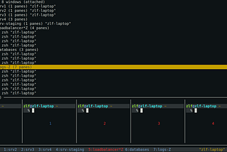 Sample tmux session preview