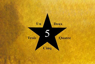 Hamiltonesque image of a black 5 pointed star on a gold textured background