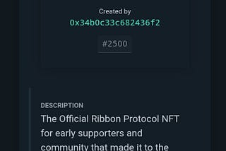 Ribbon Protocol NFT: THIS MILESTONE HAS BEEN SUCCESSFULLY PASSED!!!