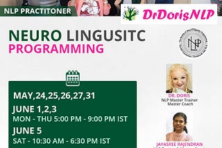 NLP Practitioner with Jayasree Rajendran & Dr. Doris