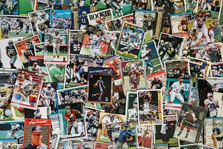 A pile of trading cards