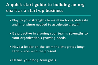 Start-up businesses (Part 2) — How to build your org chart