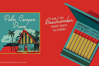 palm canyon drive font in use: a poster and matchbox