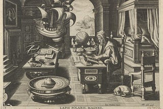 Etching and engraving Globe with Mapping Instruments