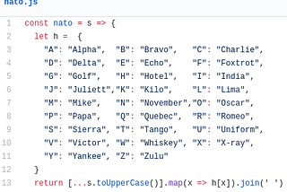 Encode String to NATO Phonetic Alphabet