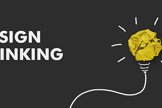 A light bulb drawn around a yellow paper ball with the text Design Thinking written on the left