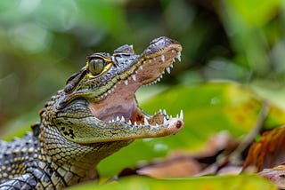 Small crocodile with it’s mouth open