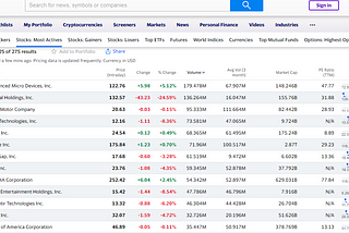 Scrape Yahoo Finance