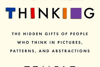 The book cover for Visual Thinking — The Hidden Gifts of People Who Think in Pictures, Patterns and Abstractions by Temple Grandin