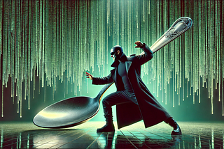 A character from the matric with a giant spoon behind him
